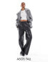 ASOS DESIGN Tall faux leather wide leg pull on trousers in charcoal