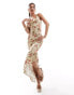 Фото #1 товара ASOS DESIGN asymmetric ruffle hem maxi dress with tie back in tapestry floral print