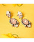 ფოტო #2 პროდუქტის Women's Pink Oval Stone Drop Earrings
