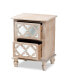 Furniture Celia French Rustic Quatrefoil Mirrored Nightstand