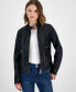 Фото #3 товара Women's Leather Snap-Collar Jacket