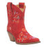 Dingo Sugar Bug Embroidery Floral Round Toe Cowboy Booties Womens Red Casual Boo