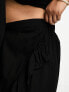 Фото #2 товара Vero Moda Curve linen touch frill wrap mini skirt in black