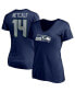Фото #1 товара Women's DK Metcalf College Navy Seattle Seahawks Player Icon Name and Number V-Neck T-shirt