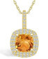 Citrine (2 Ct. T.W.) and Diamond (1/2 Ct. T.W.) Halo Pendant Necklace in 14K Yellow Gold