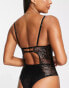 Фото #6 товара Wild Lovers Samantha sequin lace detailed underwired bodysuit in black