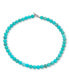 Blue Compressed Turquoise Round Gem Stone 10MM Bead Strand Necklace Western Jewelry For Women Silver Plated Clasp 16 Inch
