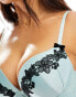 New Look satin lace embroidered push up bra in mint