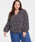 Фото #1 товара Trendy Plus Size Floating Blooms Print Top, Created for Macy's