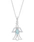 Фото #1 товара Macy's blue Topaz (1/2 ct. t.w.) & Cubic Zirconia Openwork Angel 18" Pendant Necklace in Sterling Silver