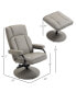 Фото #3 товара Swivel Recliner, Manual PU Leather Armchair with Ottoman Footrest for Living Room, Office, Bedroom, Grey