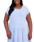 ფოტო #4 პროდუქტის Plus Size Solid Crewneck Tiered Midi Dress