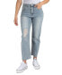 ფოტო #1 პროდუქტის Juniors' High-Rise Straight-Leg Raw-Hem Jeans