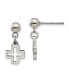 ფოტო #1 პროდუქტის Stainless Steel Polished Cross Dangle Earrings