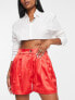 ASOS DESIGN hourglass satin short in red