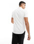 Фото #4 товара New Look short sleeved muscle fit poplin shirt in white