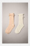 Фото #5 товара Набор из двух пар высоких носков с бантиками ZARA