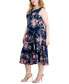Фото #3 товара Plus Size Floral-Print Cowl-Neck Dress