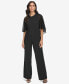 Women's Chiffon-Cape-Sleeve Scuba-Crepe Jumpsuit