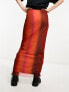 Daisy Street maxi mesh skirt in warm ombre with bow detail