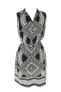 Фото #2 товара Alfani women's Sleeveless V Neck Shift Dress Black White 6