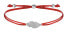 Corded bracelet with red / steel feather