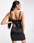 Фото #2 товара Femme Luxe corset detail satin mini dress in black