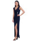 Women's Collared Side-Slit Long Gown