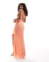 Фото #3 товара ASOS DESIGN Petite cami maxi dress with cowl neck and ruffle split detail in coral