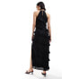 Pretty Lavish Katy ruffle midaxi dress in black