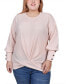 Фото #1 товара Plus Size Long Sleeve Textured Knit Top