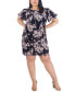 Фото #1 товара Plus Size Floral-Print Puff-Sleeve Dress