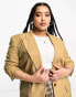 ASOS DESIGN Curve long line perfect blazer in stone