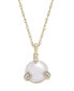 ფოტო #1 პროდუქტის Cultured Freshwater Pearl with Diamond Accent Fashion Pendant Necklace in 14K Yellow Gold