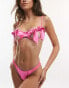 Фото #1 товара ASOS DESIGN Lilie satin bow underwired bra with cut-outs in pink