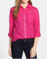 Foxcroft Womens Hot Pink Floral Burnout Shaped Roll Tab Button-Up Shirt Size 8