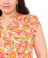 ფოტო #5 პროდუქტის Plus Size Floral-Print Flutter-Sleeve Shift Dress