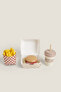 Children’s food set toy with hamburger chips soft drink