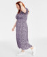 Фото #3 товара Trendy Plus Size Printed V-Neck Short-Sleeve Midi Dress, Created for Macy's