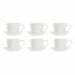 Piece Coffee Cup Set DKD Home Decor Natural Rubber wood White Stoneware 150 ml