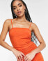 Фото #2 товара Femme Luxe satin ruched strappy midi dress in orange