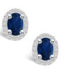 ფოტო #3 პროდუქტის Sapphire (1-1/5 Ct. t.w.) and Diamond (1/4 Ct. t.w.) Halo Stud Earrings