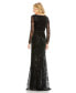 Фото #2 товара Women's Embellished Wrap Over Long Sleeve Gown