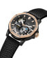 ფოტო #2 პროდუქტის Men's Automatic Black Genuine Leather Watch 44mm