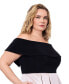 Фото #4 товара Plus Size Off-The-Shoulder Short-Sleeve Fit & Flare Dress