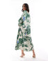 Фото #3 товара & Other Stories maxi dress with tie front v-neckline and long sleeves in floral leaf print