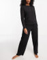 ASOS DESIGN mix & match cotton long sleeve henley pyjama top in black 44 - фото #8