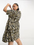 Фото #2 товара Noisy May Curve smock mini dress in leopard print