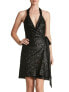 Dress The Population 156885 Women's Danielle Sequin Wrap Mini Dress Sz. Medium