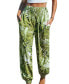 ფოტო #1 პროდუქტის Women's Palm Leaf Smocked Waist Tapered Leg Pants